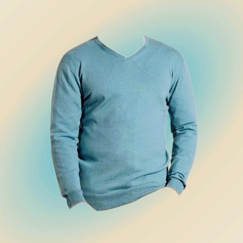 Peter Millar Aqua Blue V-Neck Merino Wool Sweater